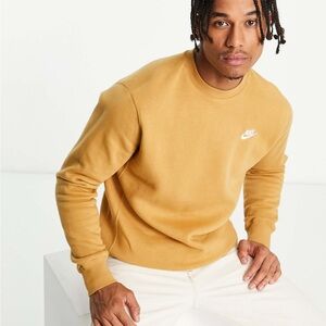 NIKE Men's Club crewneck Mustard Yellow Sweatshirt